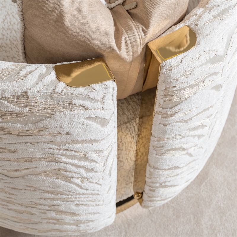 Savannah Breeze Chenille Swivel Chair - Cashmere/Bright Gold