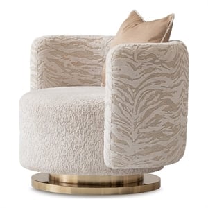 Savannah Breeze Chenille Swivel Chair - Cashmere/Bright Gold
