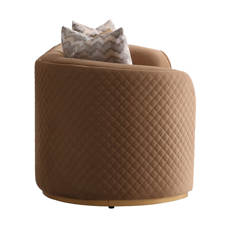 Ariana Velvet Loveseat - Caramel/Gold