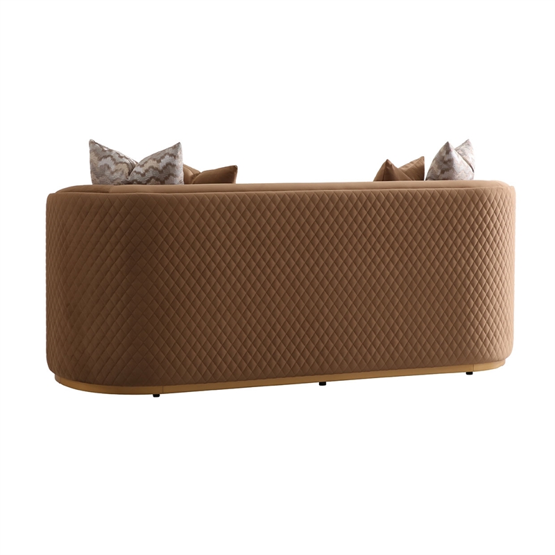 Ariana Velvet Loveseat - Caramel/Gold