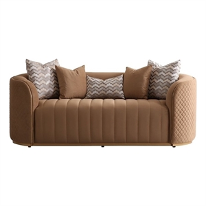 Ariana Velvet Loveseat - Caramel/Gold