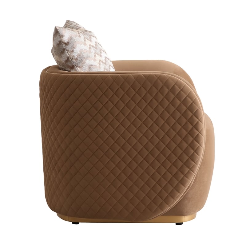 Ariana Velvet Accent Chair - Caramel/Gold