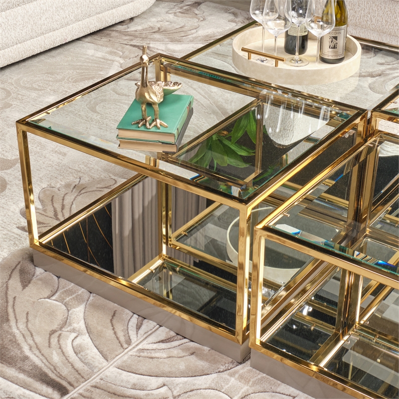 Savannah Breeze Tall Cocktail Table Set of 2 - Bright Gold