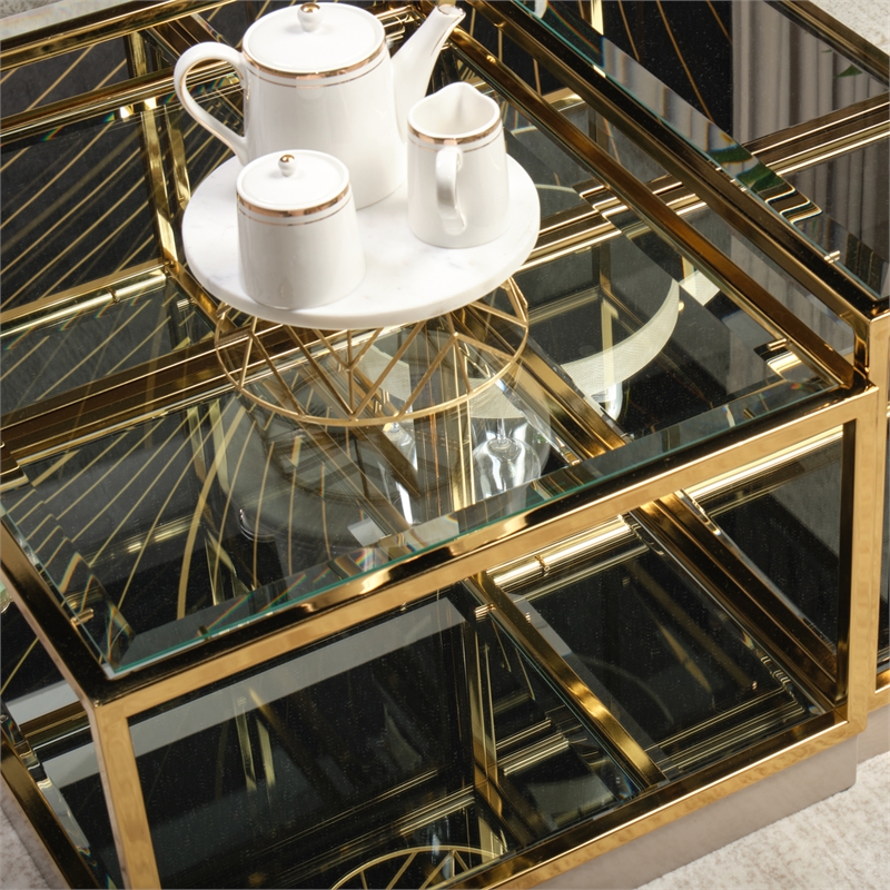 Savannah Breeze Short Cocktail Table Set of 2 - Bright Gold