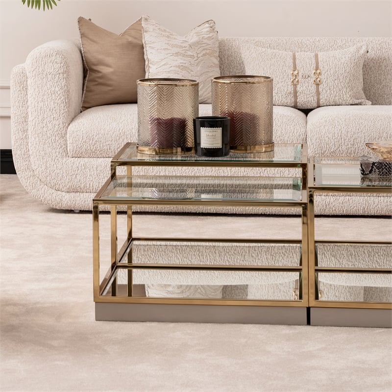 Savannah Breeze Short Cocktail Table Set of 2 - Bright Gold