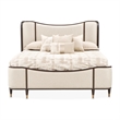Michael Amini Camellia Field King Upholstered Chenille Bed in Linen/Warm Pecan