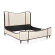 Michael Amini Camellia Field Queen Upholstered Chenille Bed in Linen/Warm Pecan