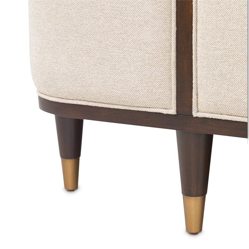 Michael Amini Camellia Field Queen Upholstered Chenille Bed in Linen/Warm Pecan