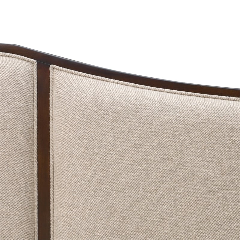Michael Amini Camellia Field Queen Upholstered Chenille Bed in Linen/Warm Pecan