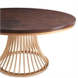 Michael Amini Camellia Field Round Dining Table in Warm Pecan/Antique Gold