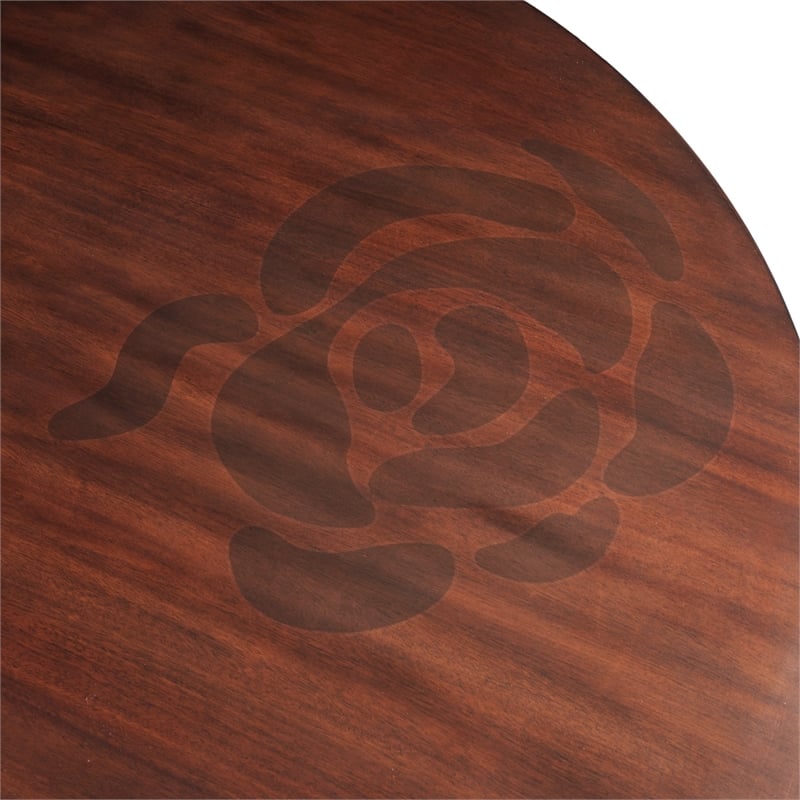 Michael Amini Camellia Field Round Dining Table in Warm Pecan/Antique Gold