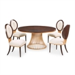 Michael Amini Camellia Field Round Dining Table in Warm Pecan/Antique Gold