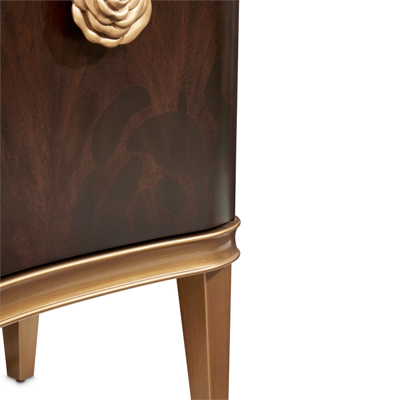 Michael Amini Camellia Field Sideboard with Mirror in Warm Pecan