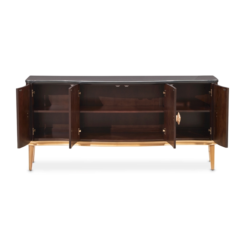 Michael Amini Camellia Field Sideboard with Mirror in Warm Pecan