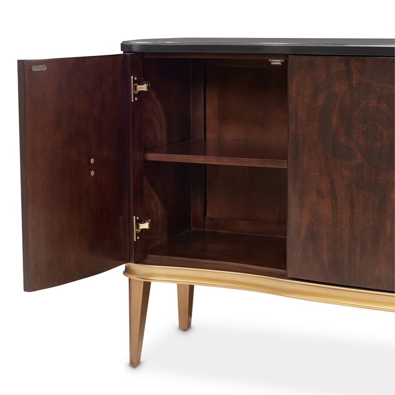 Michael Amini Camellia Field Sideboard with Mirror in Warm Pecan