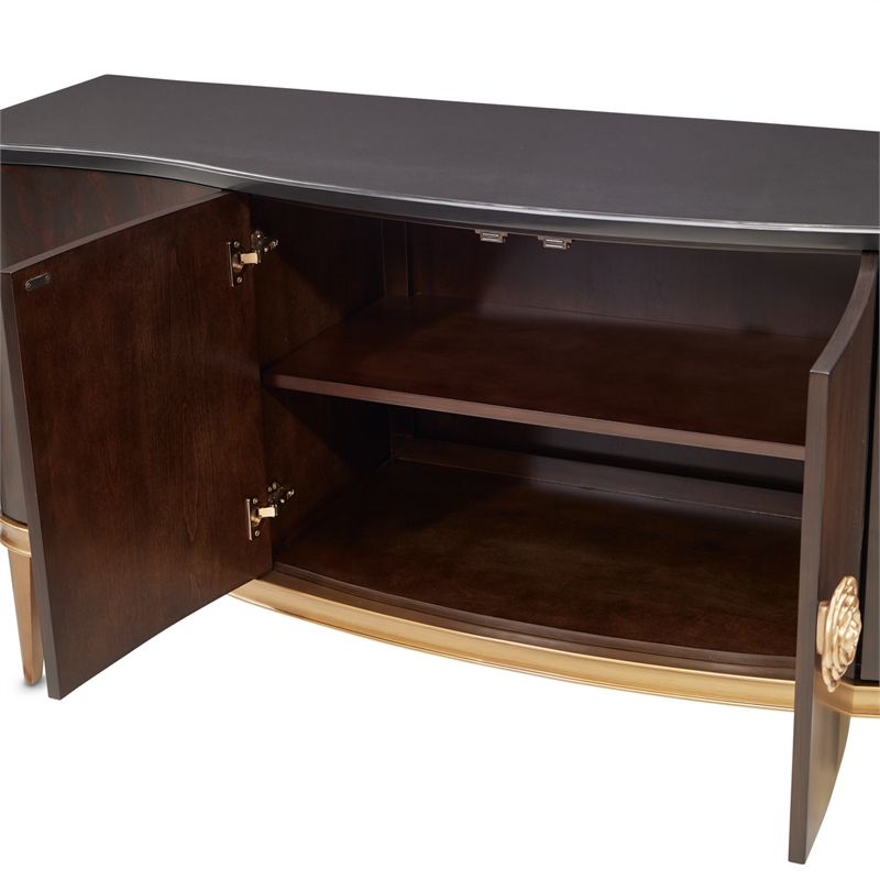 Michael Amini Camellia Field Sideboard with Mirror in Warm Pecan