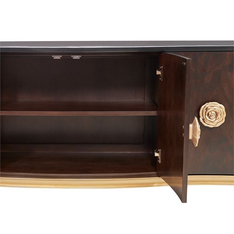 Michael Amini Camellia Field Sideboard with Mirror in Warm Pecan