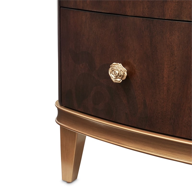 Michael Amini Camellia Field Display Cabinet in Warm Pecan