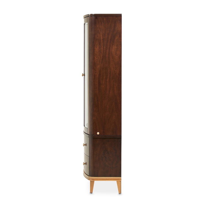 Michael Amini Camellia Field Display Cabinet in Warm Pecan