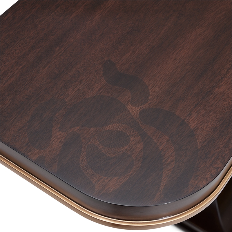 Michael Amini Camellia Field Console Table with Mirror in Warm Pecan