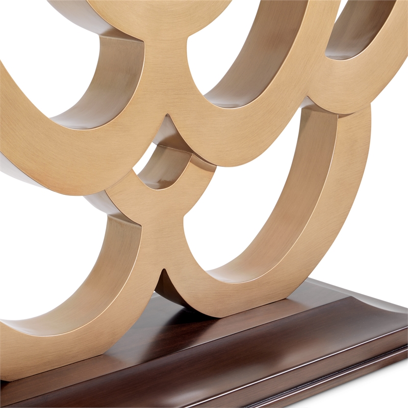 Michael Amini Camellia Field Console Table with Mirror in Warm Pecan