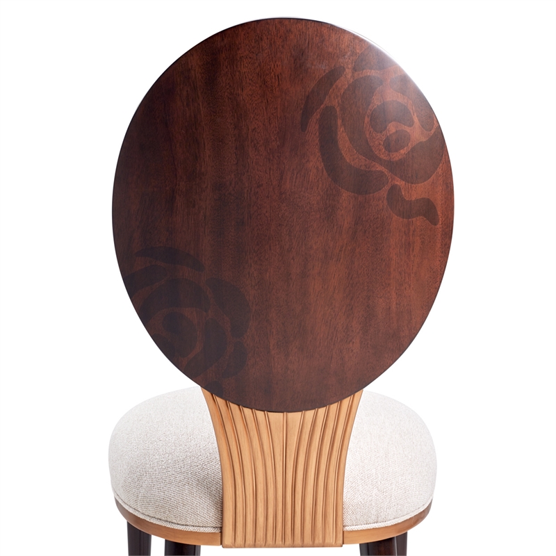 Michael Amini Camellia Field Dining Side Chair in Linen/Warm Pecan (Set of 2)