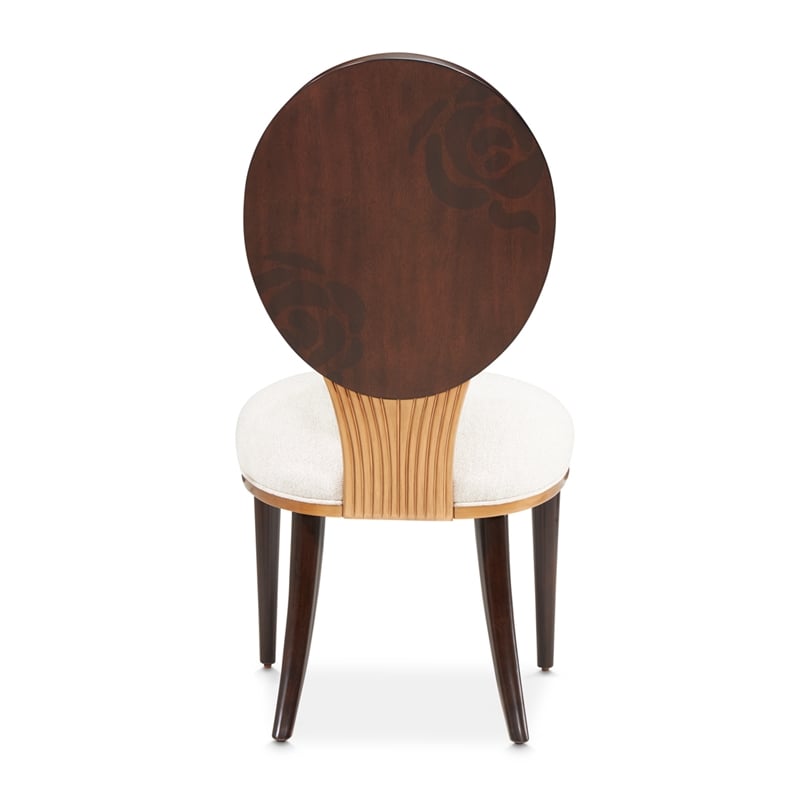 Michael Amini Camellia Field Dining Side Chair in Linen/Warm Pecan (Set of 2)