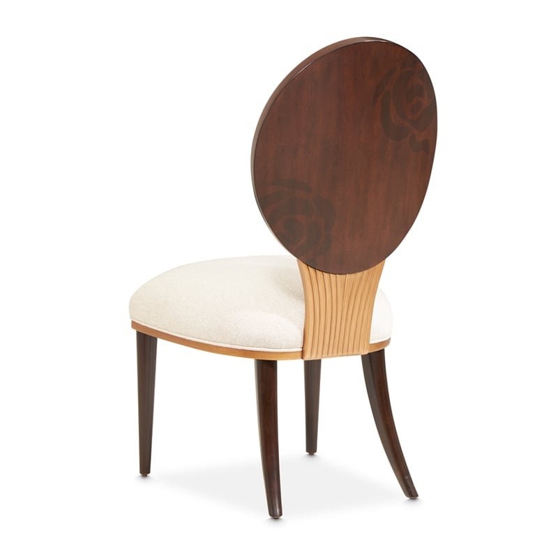 Michael Amini Camellia Field Dining Side Chair in Linen/Warm Pecan (Set of 2)