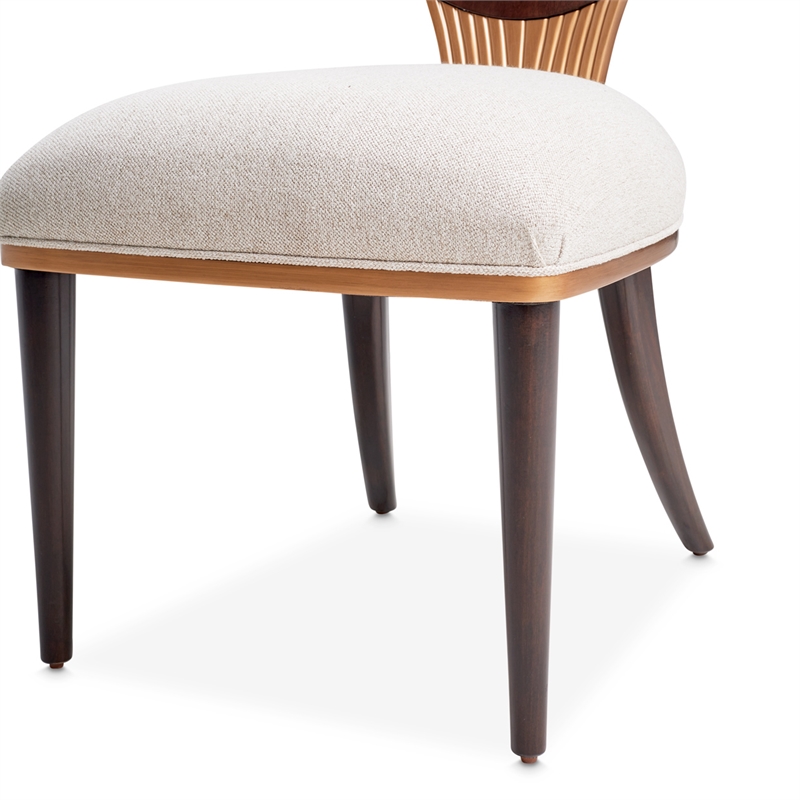 Michael Amini Camellia Field Dining Side Chair in Linen/Warm Pecan (Set of 2)