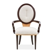 Michael Amini Camellia Field Dining Arm Chair in Linen/Warm Pecan (Set of 2)