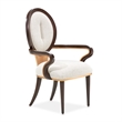 Michael Amini Camellia Field Dining Arm Chair in Linen/Warm Pecan (Set of 2)
