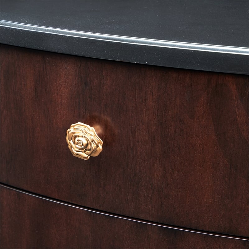 Michael Amini Camellia Field 3-Drawer Nightstand in Warm Pecan