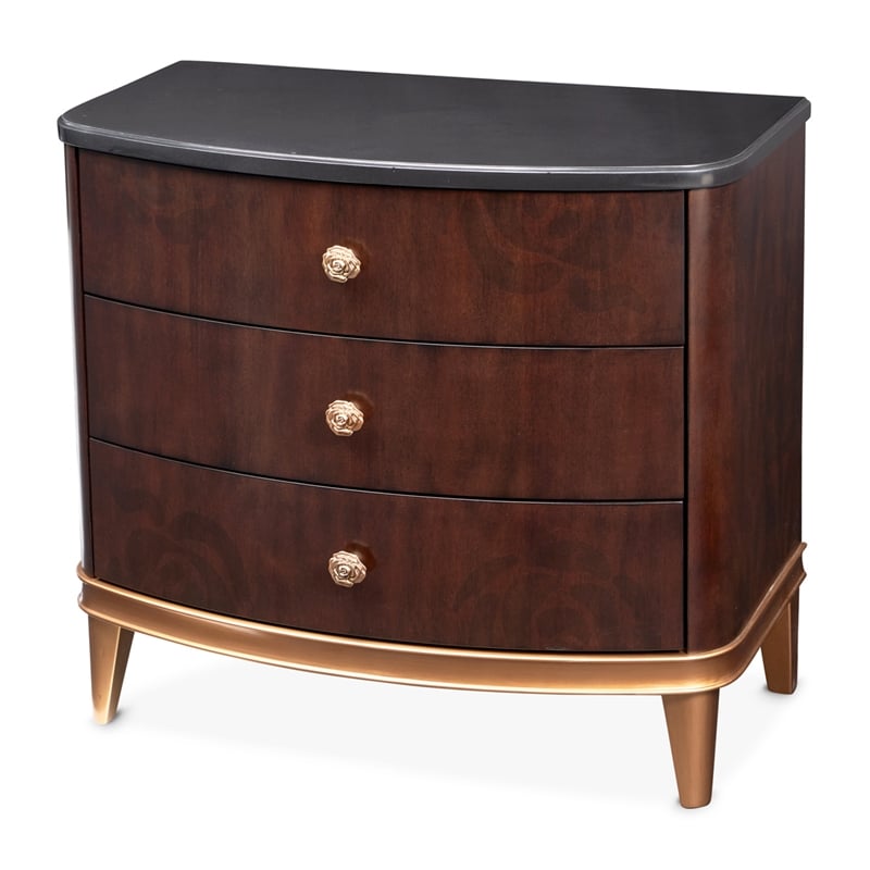Michael Amini Camellia Field 3-Drawer Nightstand in Warm Pecan