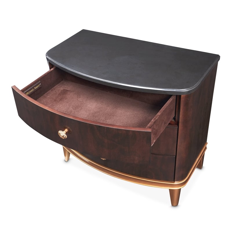 Michael Amini Camellia Field 3-Drawer Nightstand in Warm Pecan