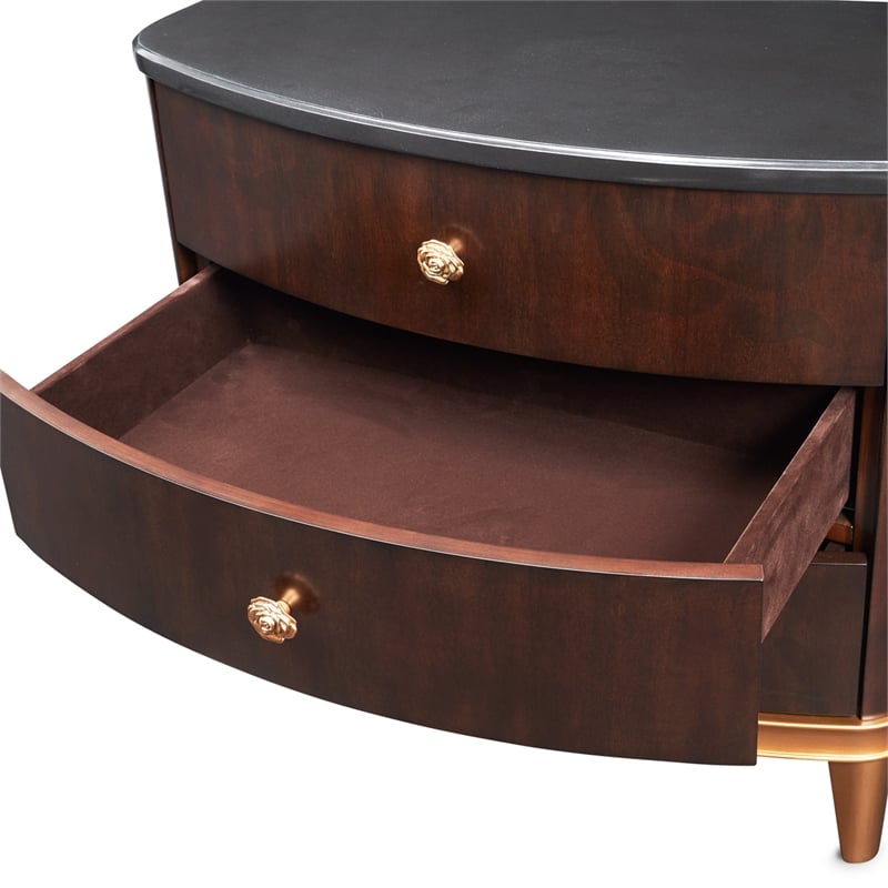 Michael Amini Camellia Field 3-Drawer Nightstand in Warm Pecan