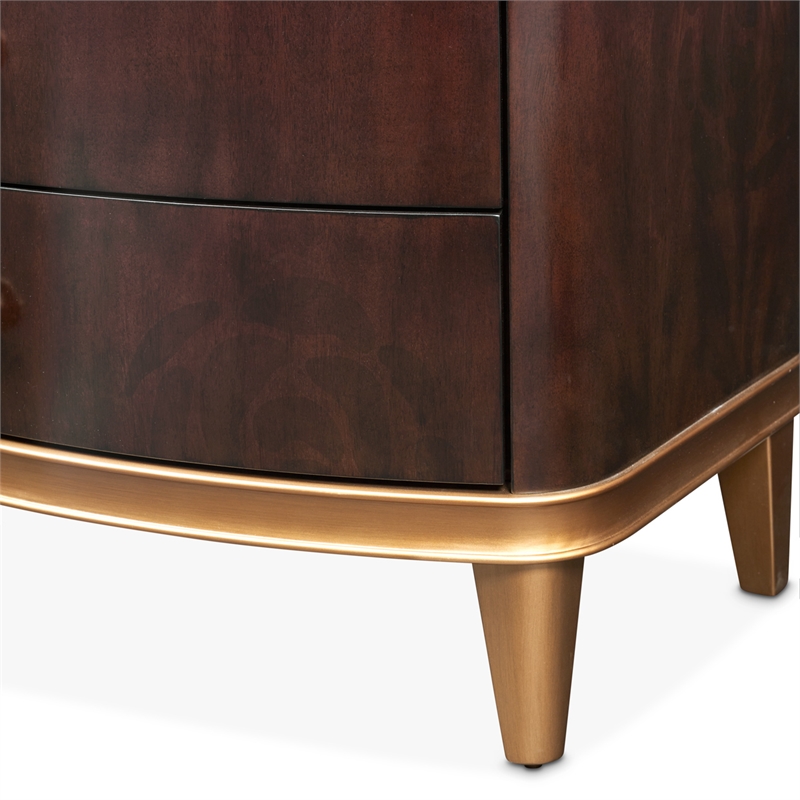 Michael Amini Camellia Field 3-Drawer Nightstand in Warm Pecan