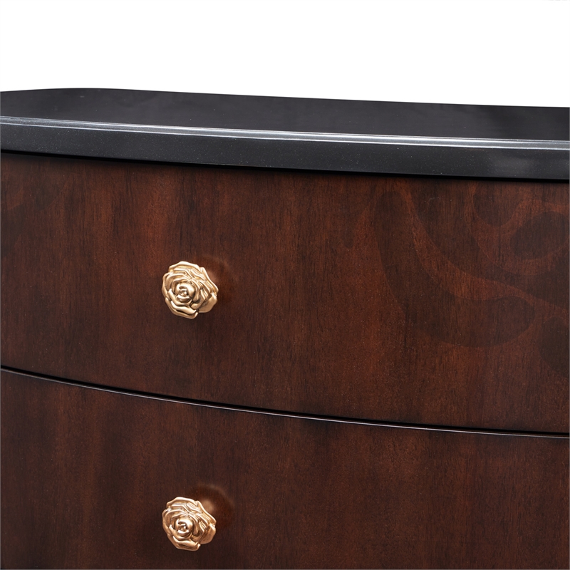 Michael Amini Camellia Field 3-Drawer Nightstand in Warm Pecan
