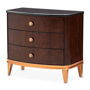 Michael Amini Camellia Field 3-Drawer Nightstand in Warm Pecan