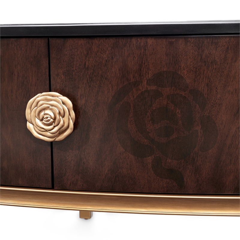 Michael Amini Camellia Field Media Cabinet in Warm Pecan