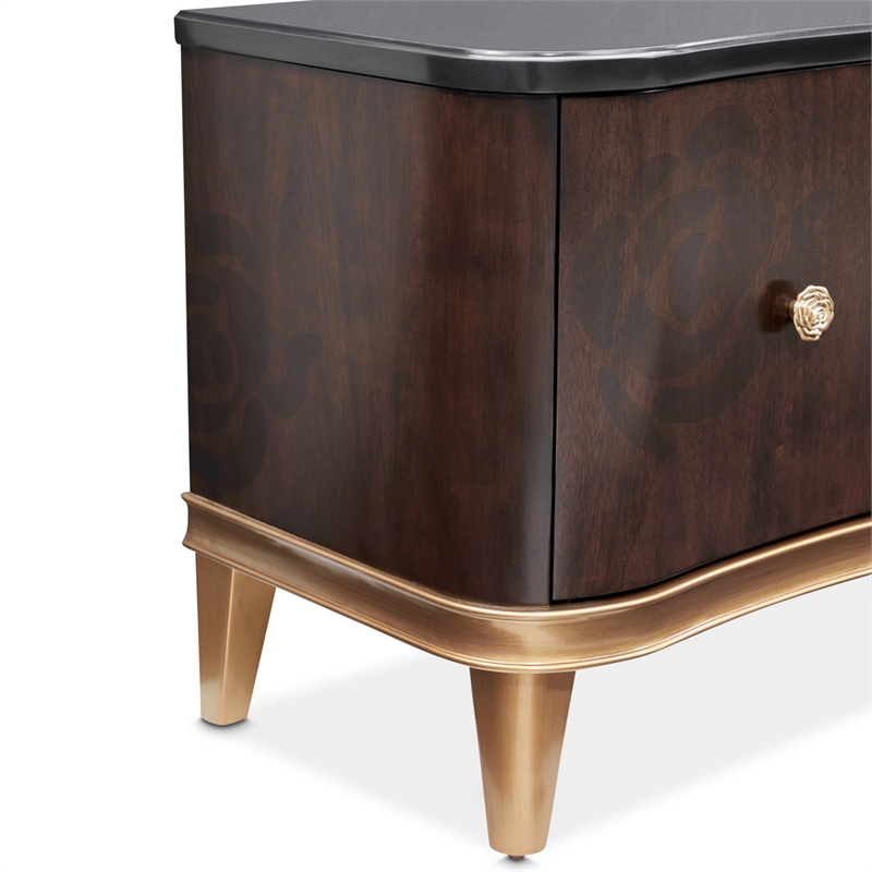 Michael Amini Camellia Field Media Cabinet in Warm Pecan