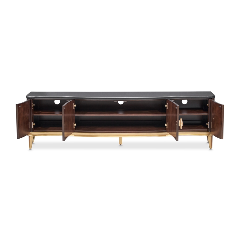 Michael Amini Camellia Field Media Cabinet in Warm Pecan