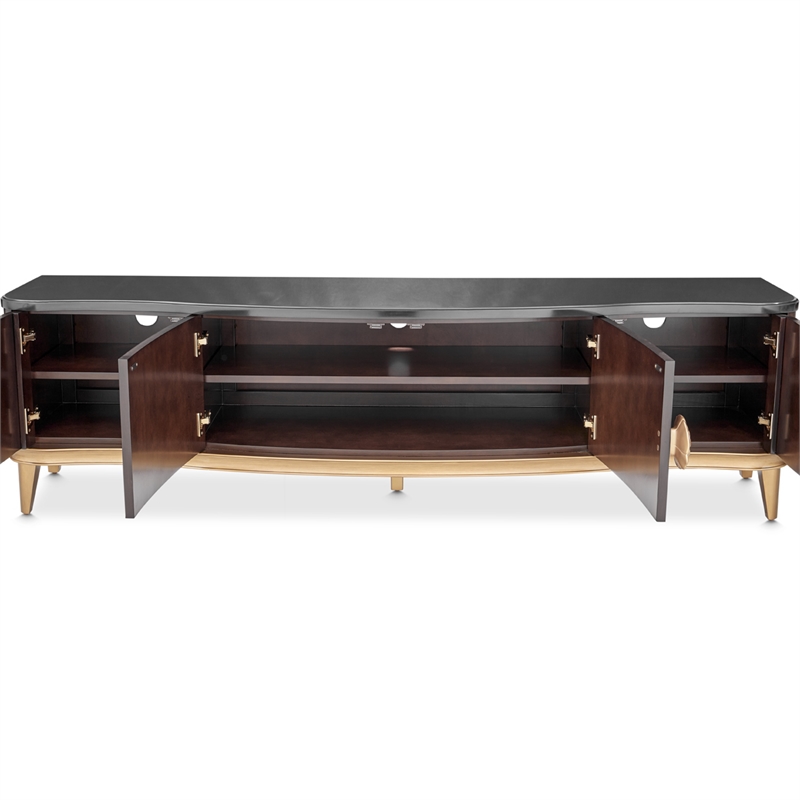 Michael Amini Camellia Field Media Cabinet in Warm Pecan