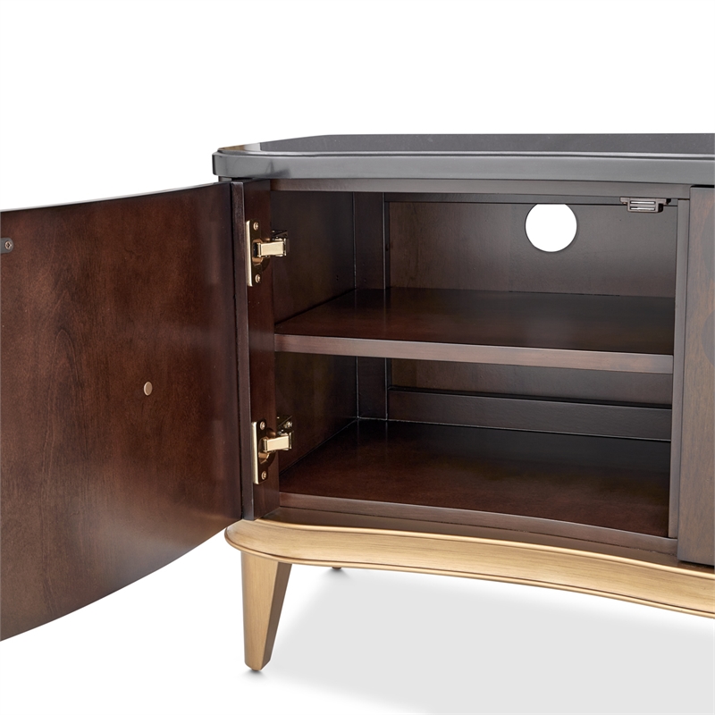 Michael Amini Camellia Field Media Cabinet in Warm Pecan