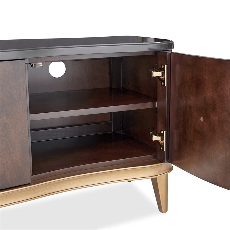 Michael Amini Camellia Field Media Cabinet in Warm Pecan