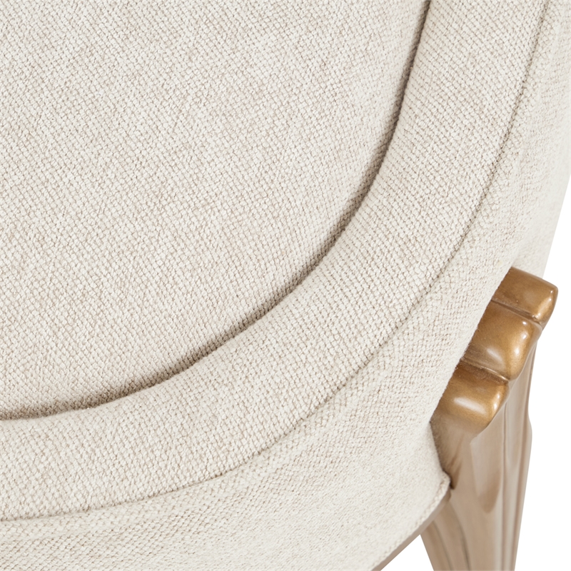 Michael Amini Camellia Field Chenille Accent Bench in Linen/Antique Gold