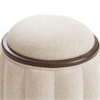Michael Amini Camellia Field Round Chenille Accent Bench in Linen/Warm Pecan