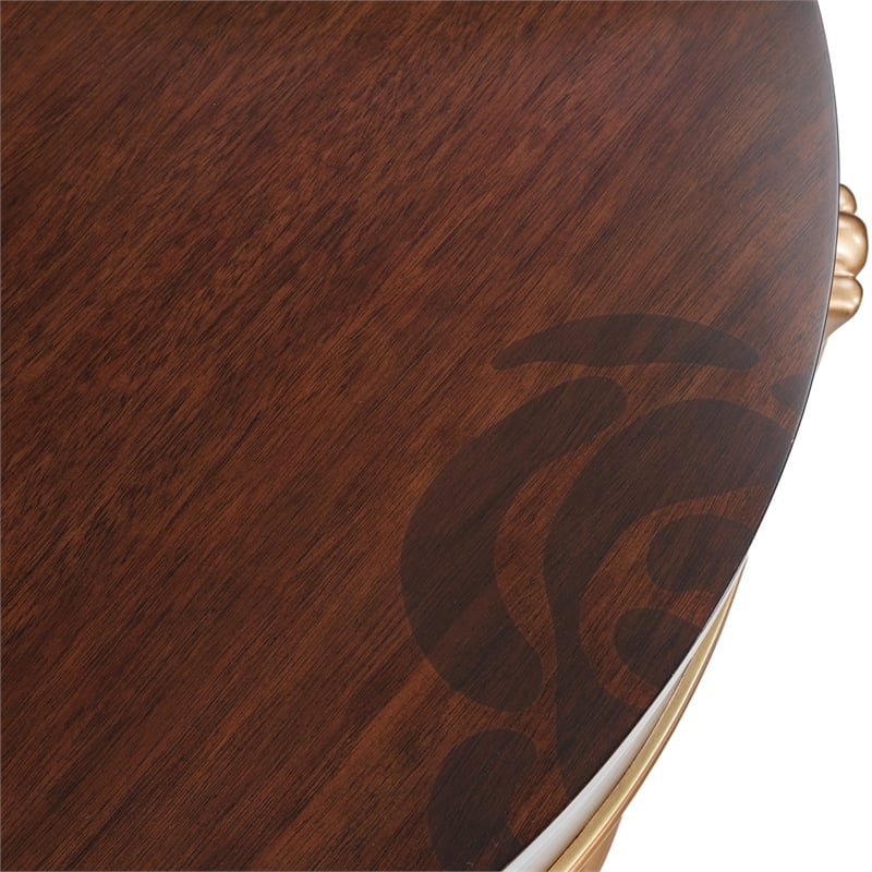 Michael Amini Camellia Field End Table with Drawer in Warm Pecan