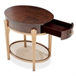 Michael Amini Camellia Field End Table with Drawer in Warm Pecan