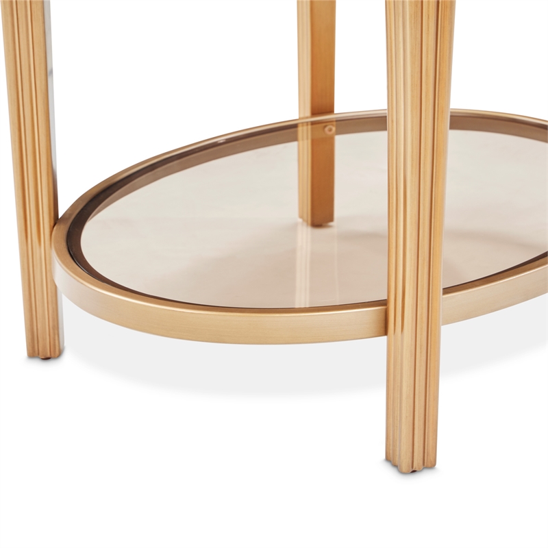 Michael Amini Camellia Field End Table with Drawer in Warm Pecan