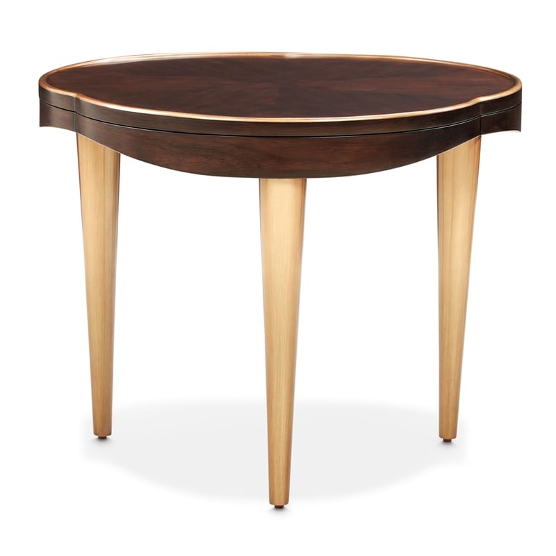 Michael Amini Camellia Field End Table in Warm Pecan